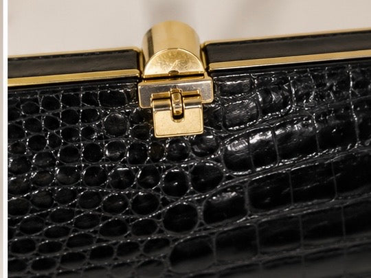 Vintage Vassar Black Alligator Handbag