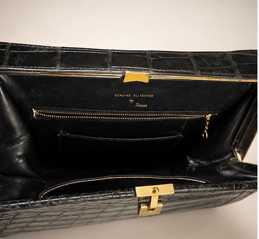 Vintage Vassar Black Alligator Handbag