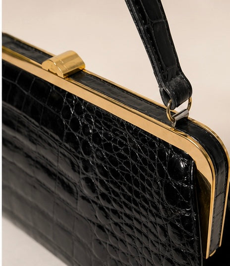 Vintage Vassar Black Alligator Handbag